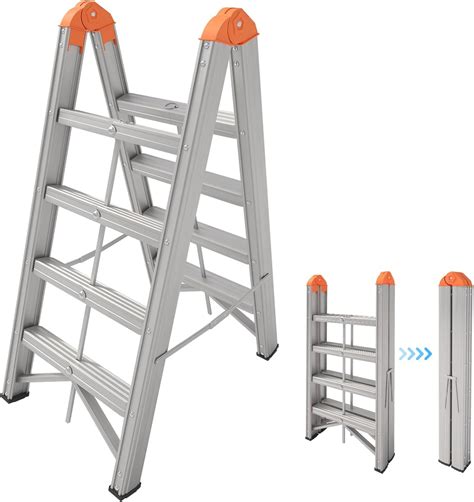 Aparecium aluminum ladder  Work Platform Aluminum Step Ladder, 330 LBS Capacity Heavy Duty Aluminum Folding Atep Ladders Stool with Non-Slip Rubber